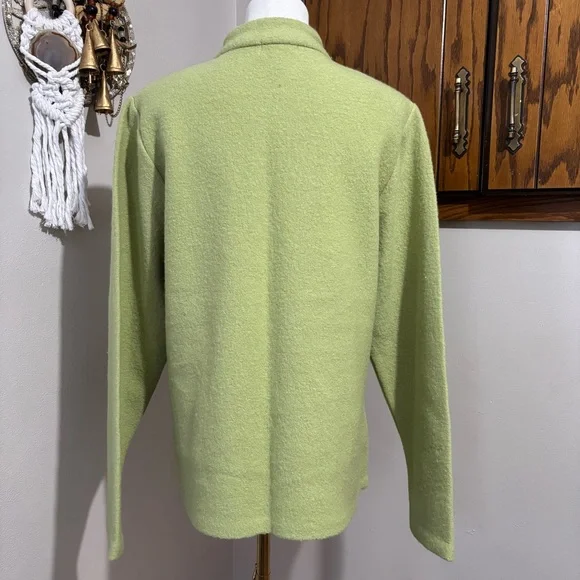 Vintage Green Wool Floral Brocade Cardigan Button Jacket Size Large Appleseed's - Picture 4 of 8